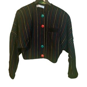 Vintage 80’s wool and suede cropped jacket with batwing sleeves